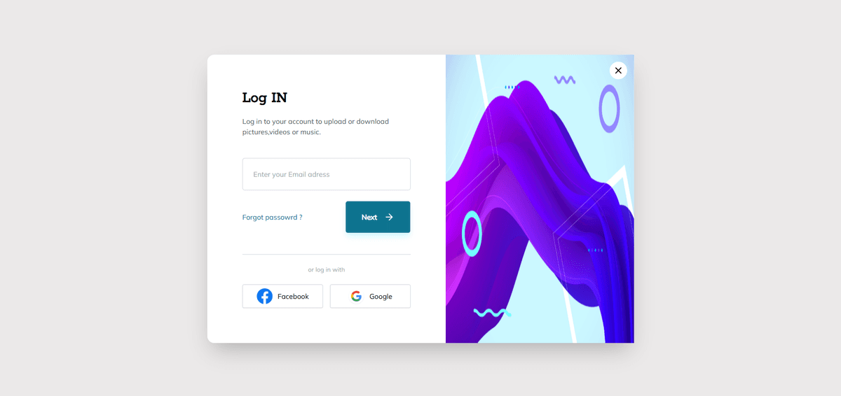 Screenshot of Login Modal