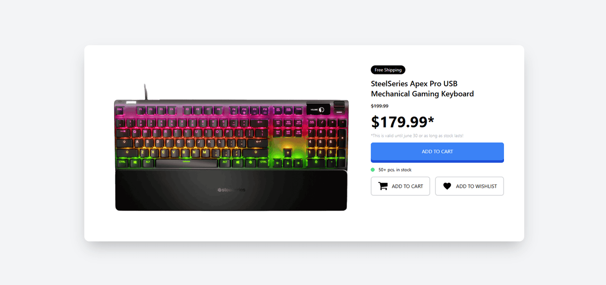 Screenshot of Product Modal